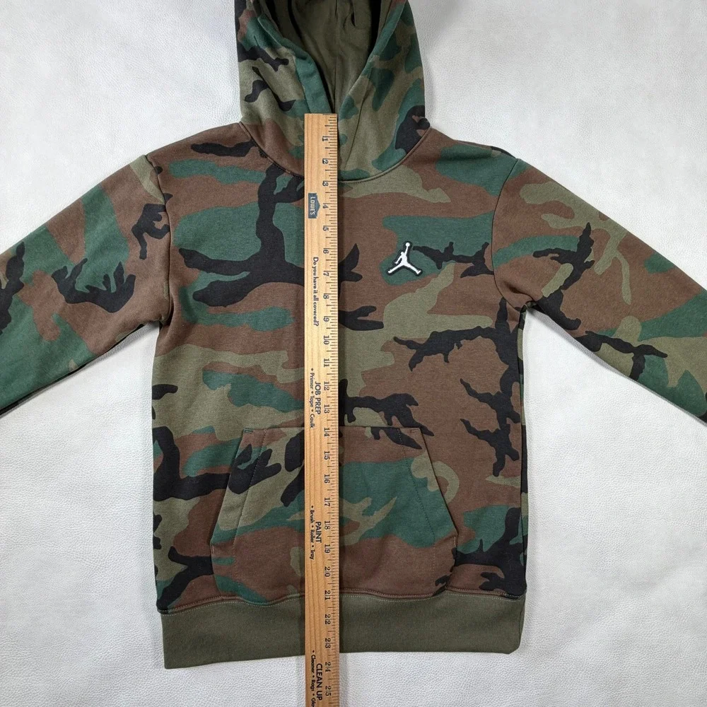 Jordan Kids Medium 10-12 Camo‎ Pullover Hoodie Green Brown Jumpman Logo Fleece